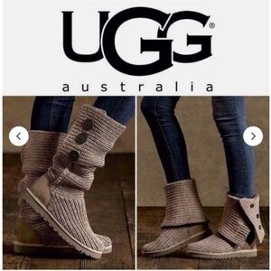 🔥UGG sz 7🔥CLASSIC CARDY SWEATER boots TAN price firm!